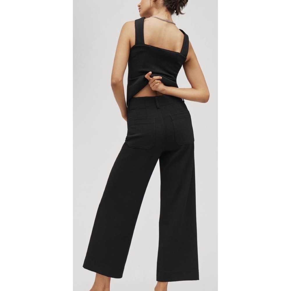 Maeve The Colette Pants Women 29 Black Excellent Wide Leg Cropped High Rise